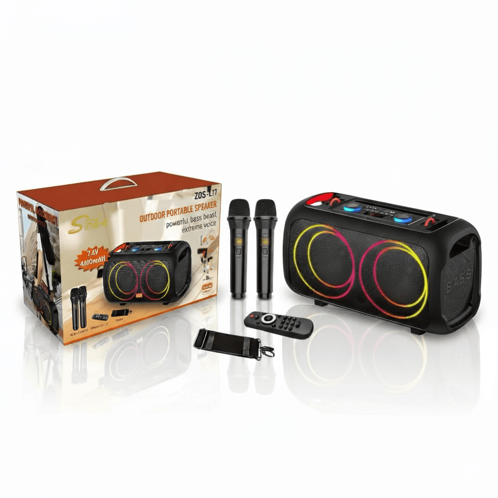 Портативная колонка Sing-e ZQS-L17, Bluetooth, сабвуфер, караоке с двумя микрофонами